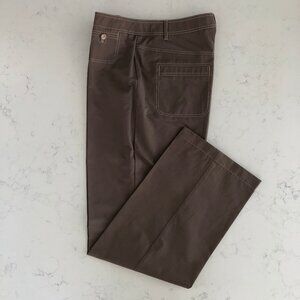 Gerry Weber Hi Waisted Straight Leg Pants w Pick Stitching Olive Green Sz 10